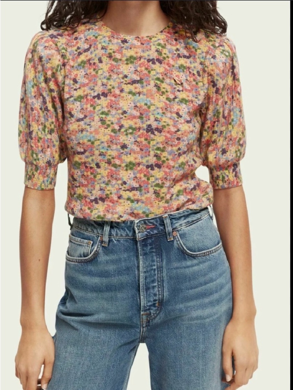Scotch & Soda Floral Puff Sleeve Sweater  Small